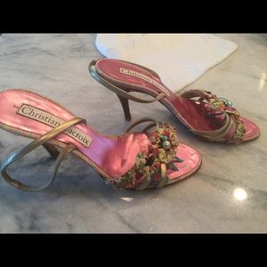 Christian LaCroix floral peep toe heels